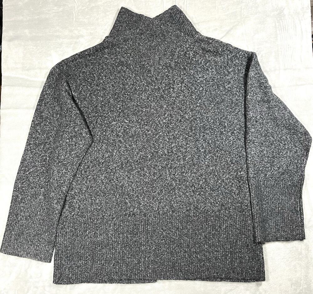 Haven Well Within L Heather Gray Mock Neck Sweater Organic Cotton Blend Modern